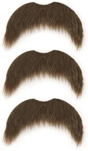 3 Pcs DIY Self Adhesive Fake Mustache Set Fake Beard Novelty Mustaches for Funny Costume and Halloween Festival Party-Brown1