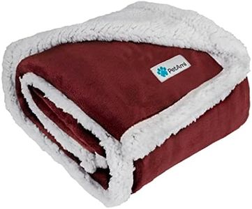 PetAmi Dog Blanket for Medium Large Dogs, Pet Bed Blanket Cat Puppy Kitten, Fleece Furniture Couch Cover Protector Sofa Car, Soft Sherpa Dog Throw Plush Reversible Washable, 40x60 Maroon Red