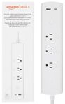 Amazon Basics Smart 3-Outlet Surge Protector Power Strip with 2 USB ports