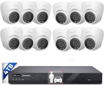 ONWOTE 16 Channel NVR PoE Security Camera System Wired, 12MP 4K 16CH Commercial NVR 4TB, Smart AI Color Night Vision, 12x 6MP 122° Outdoor Audio IP Cameras,100ft 60ft Cables, CCTV for Businesses Home