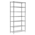 Shopfitting Warehouse Chrome Wire Shelving Unit - 7 Tier, H1800 x W900 x D350 mm