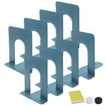 DARUITE Book Ends Bookends Metal Book Ends for Shelves Book Holder Book Ends for Children Non-Skid Heavy Duty Book Ends Decorative Bookends for School Office Home (4 Pairs Blue 6.7 x 4.9 x 5.8 Inch)