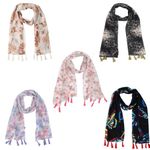 SAHIL SCARF WOMEN FANCY TASSEL SCARF COMBO OF 5 (22X72INCH) 505