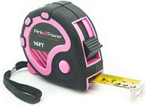 Pink Power 16ft Pink Measuring Tape Measure for Womens Tool Kit with Retractable Blade and Lock Button - Girls Tape Measure for Pink Tools - Lightweight Measurement Tape