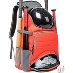 MERALIAN Baseball Backpack with Shoe Compartment,Lightweight Softball Bag for Baseball, T-Ball & Softball Equipment & Gear.(RED)