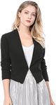 Allegra K Women's Work Office Suit Collarless Casual Cropped Blazer Jacket Medium Black