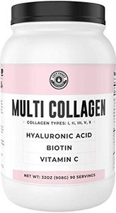 Multi Collagen Powder with Biotin, Hyaluronic Acid, Vitamin C (2lb Value Size) | Hydrolyzed Collagen Protein Supplement (Types I, II, III, V, X). Hair, Skin, Nails For Women, Men