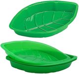 12 Pcs Palm Leaf Hawaiian Party Serving Tray Plastic - Candy Bar Food Holder, Buffet food Plates for Luau Jungle Tropical Party Supplies Table Centerpiece Decoration by 4E's Novelty