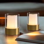 PUSU 4" Rechargeable Cordless Table Lamp | 2 Pack, Bronze - Battery Operated | Touch Control | Adjustable Brightness | LED | Portable | Outdoor & Indoor | Living Room | Bedside | Camping | Bar | Party