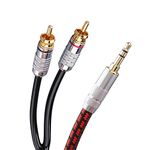 Primeda Audiophile Audio Auxiliary Cable 2m, 3.5mm Male to 2 RCA Male Stereo Y Splitter Adapter Cable for HDTV,Smartphone,Tablets, Speakers,Home Theater More