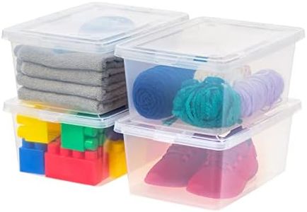 IRIS USA 4-Pack Storage Bins with Lids, 15 Quart, Shoe Boxes Clear Stackable Containers Organize Shoes Closet Shelves, Classroom Organization Teacher Tools, Game Storage - BPA-Free Plastic