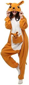 CHPIEPAJMAL Adult Animal Onesies Pajamas Cosplay Costume Halloween Sleepwear, Kangaroo, Large