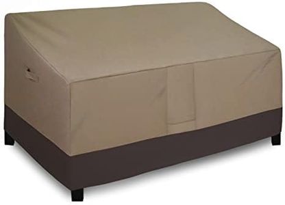 Easy-Going Waterproof Outdoor Couch Cover, Heavy Duty Deep 3-Seater Patio Sofa Cover, Winchdproof Outdoor Furniture Cover with Air Vent （88Wx40Dx33H inch,Camel/Dark Brown