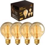 YUNRRD Vintage Edison Light Bulbs,E27 Dimmable Screw Edison Bulbs,Incandescent Light Bulb,Retro Filament Lamp Warm White Bulb 40w G80 220V,4 Packs