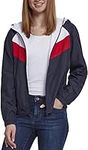 Urban Classics Women's Ladies 3-Tone Windbreaker Jacket, Navy/White/Fire Red, L