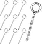 Muzata 10Pack 3.5 Inch Screw Eye Hooks T316 Stainless Steel Heavy Duty Screw for Wood Securing Cables Wire Terminal Ring Eyelet Stand Self Tapping M6 Eye Bolt Indoor Outdoor CR18