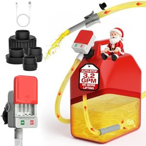 Keimi Fuel Transfer Pump with Auto-Stop, 3.2 Gallon per Min, 51" Extra Long Hose, Battery & USB Powered, 4 Can Adapters, Fast and Safe Gas Pump for Oil, Diesel and Gasoline