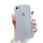 HJWKJUS Compatible with iPhone 6/6S Case for Girls Women,Cute Clear Sparkly Bling Star Design Curly Simple Wave Case Shockproof Protective Slim Soft TPU Glitter Cover for iPhone 6/6s-White