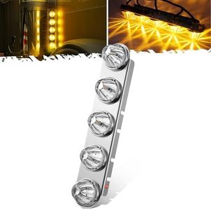 Partsam 1Pcs Passenger Side (Right Side) Radius Style 21.5" Front Air Cleaner Light Bar with 5Pcs Glass Watermelon Lights, Stainless Steel Bracket, Compatible with Peterbilt Kenworth Freightliner