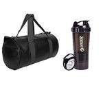 Gym Bag Combo Sports Men's Combo of Leather Gym Bag Spider BLK Bottle Fitness Kit Accessories