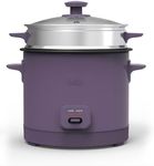 bella 16 Cup Rice Cooker with Steamer, Dishwasher Safe Steaming Basket, Rice Paddle and Measuring Cup, Removable Nonstick Cooking Bowl, Automatic Keep Warm Function​, 400 Watt, Plum