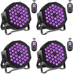 4PCS Black UV Par Light, UV Par Can Stage Lighting DMX512 Blacklight Spotlight with Remote Control for Disco DJ Party Club KTV Wedding Halloween Glow Fluorescent