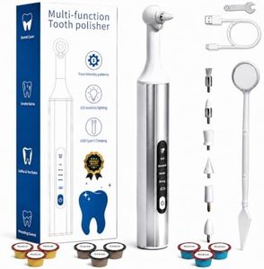 Home Tooth Polisher,Multi-Functional LED Tooth Polisher,Aluminum Alloy with Anti-Slip Texture,9 polishing Paste Units,USB Type-C Charging,6 Polished Accessories,Personal Portable Dental Care Tool