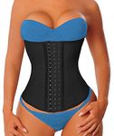 YIANNA Long Torso Waist Trainer for Women Underbust Corsets Cincher Sport Girdle, Black 17 Steel Boned, S