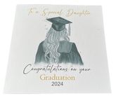 Graduation Card 2024 for your daughter, 6 x 6 inches, 300gsm, Linen Effect, For a special daughter Congratulations on your graduation 2024,