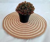 Rosslyn Jute Coaster Combo Braided Place mats, 35 cm Round, Best for Bed-Side Table/Center Table, Dining Table/Shelves - Design 2, Pack of 4