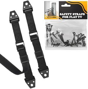 TV Safety Straps for Furniture Anchoring - Anti-Tip TV Straps Safety for Flat Screen, Easy to Setup and Hold-Up to 330 lbs, Adjustable 19-39" Length Flexible Nylon, Wear and Tear-Resistant