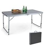 LET'S CAMP Folding Camping Table 4FT Aluminum Picnic Table, Portable Dining Table Lightweight Folding Card Table for Indoor Outdoor Camping Patio Backyard Party