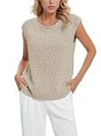 Voopptaw Women's Sweater Vest Trendy Sleeveless Knit Pullover Tops Cap Sleeve Loose Fashion Knitted Tank Top Khaki M