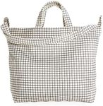 BAGGU Horizontal Zip Duck Bag, Natural Grid, One Size, Tote Bag