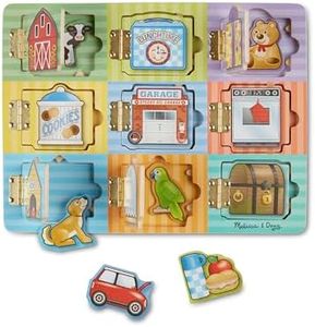 Melissa & Doug Hide and Seek Wooden Activity Board With Magnets Puzzles For Toddlers And Kids Ages 3+