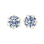 HIGHSPARK 925 Silver Solitaire Stud Earrings in Gold Finish| 92.5 Sterling Silver & Round Brilliant Cubic Zirconia Tops for Men Women Boys & Girls | Gold 5mm