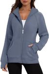 XIEERDUO Womens Zip Up Hoodie Comfy Sweatshirt Women Fleece Trendy Hoodies Fleece Jacket Fall Clothing Greyblue M