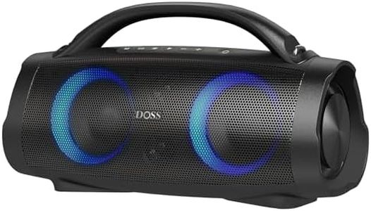 DOSS Extreme Boom+ Outdoor Bluetooth Speaker with 100W Stereo Sound, Extra Bass, 20H Playtime, Party-Sync LED Lights, Built-in Power Bank, IPX6 Waterproof Speaker for Camping, Pool, Beach, Yard