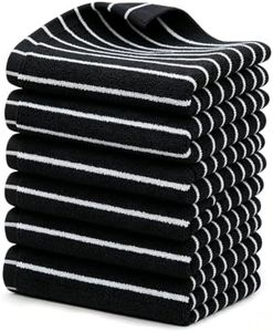 Qaxopl Premium Cotton Striped Hand Towels, White with Black Stripes, 13 x 29 Inches, Lightweight Quick-Dry Absorbent Bathroom Towels, 6 Piece Set (Black)