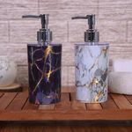 Shenron Refillable Liquid Soap Dispenser. Unbreakable Plastic Dispenser for Sanitizer Lotion Shampoo. Handwash Bottle for Kitchen, Bathroom, Shower, Wash Basin, Sink - 250ML (White Purple Combo, 2Pcs)