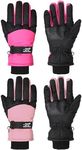 2 Pairs Waterproof Kids Winter Snow Gloves Ski Gloves for Boy Girl Outdoor Warm Thickening Snowboard Gloves for Cold Weather (Light Pink, Rose Red,3-6 Years)