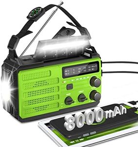 Wind Up Radio,8000mAh Hand Crank Solar Radio,AM/FM Emergency Weather Radio,3-Mode Flashlight,2-Mode Reading Lamp,Survival Radio with USB Phone Charger,SOS Alarm,for Outdoor and Emergency