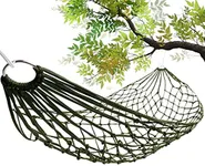 Mesh Hammock - Easy to Set Up Rope Hammocks for Outside, Dark Green Color, 90x31.5 Nylon Net Hammock, Max 100 KG (220 Pounds), Tree Hammocks for Outside, Camping & Patio Relaxation