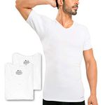 Ejis Sweat Defense Undershirt | V Neck (3-Pack) | Underarm Sweat Proof Micro Modal - white - XL