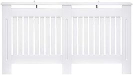 HOMCOM Slatted Radiator Cover Painted Cabinet MDF Lined Grill in White（152L x 19W x 81H cm