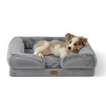 Bedsure Orthopedic Dog Bed Medium - Medium Dog Bed Waterproof, Foam Sofa with Removable Washable Cover, Waterproof Lining and Nonskid Bottom Couch, 28x23x7 Inches, Grey