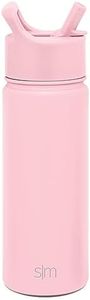 Simple Modern Kids Water Bottle with Straw Lid Vacuum Insulated Stainless Steel Metal Thermos Bottles | Reusable Leak Proof BPA-Free Flask for School | Summit Collection | 18oz, Blush