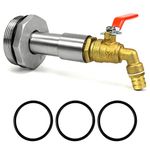 QWORK 2" Drum Faucet Brass Barrel Faucet with EPDM Gasket, for 55 Gallon Drum, 1 Pack, 90 Degree 3/4" Outlet, Lengthening 2 3/4"