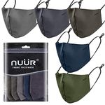 NUÜR Ladies & Men’s 100% Cotton Breathable Face Mask 5-Pack in 5 Colours, Adjustable Ear Loops, 3-Layer Protection, Soft, Machine Washable, Durable for Everyday Use