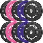 HANDBODE Bumper Plates 540 lb Set, Olympic Weight Plates Set of 2, Rubber Bumper Weights Plate with 2 Inch Steel Insert for Barbell, Standard Strength Training Plates for Weightlifting